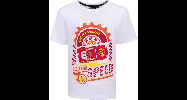 Disney Cars Shirt - Built for Speed - Wit - Maat 122/128 (8 jaar)