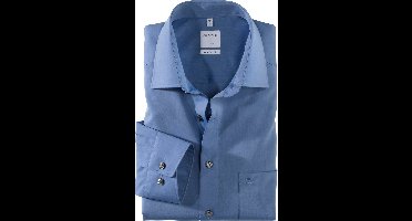 OLYMP Luxor comfort fit overhemd - middenblauw - Strijkvrij - Boordmaat: 48