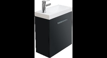 Toiletmeubel Emma Hangend 50x50x25cm MDF Hoogglans Grijs Softclose Kunstmarmeren Wasbak
