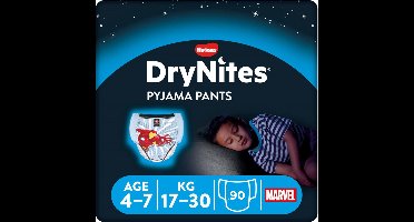 DryNites luierbroekjes - jongens - 4 tot 7 jaar (17 - 30 kg) - 90 stuks - Bulkverpakking