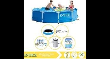 Intex Metal Frame Zwembad - Opzetzwembad - 305x76 cm - Inclusief Solarzeil Pro, Onderhoudspakket, Zwembadpomp, Filter en Stofzuiger