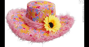 Roze hoed Ibiza met zonnebloem