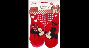 Minnie Mouse - Sokken - Roze/Rood - Duopack - maat 27-30
