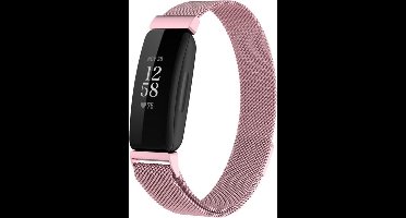 Shop4 - Fitbit Inspire Bandje - Large Metaal Roze