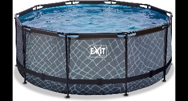 EXIT Stone Frame Zwembad ø360 - Opzetzwembad - met Filterpomp - Rond - Grijs