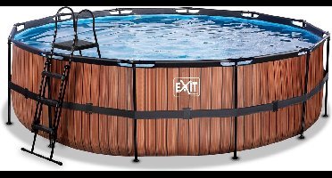EXIT Wood Frame Zwembad ø488 - Opzetzwembad - met Zandfilterpomp - Rond - Bruin