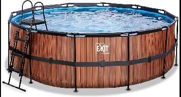 EXIT Wood Frame Zwembad ø427 - Opzetzwembad - met Filterpomp - Rond - Bruin