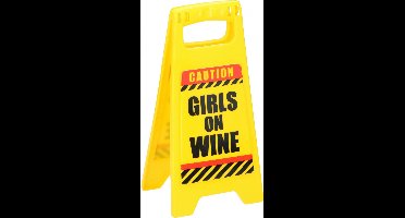 Eddy Toys Waarschuwingsbord Girls On Wine 24,5 Cm Geel