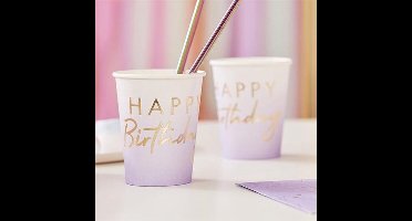 Mix It UP - Lilac Happy Birthday Paper Cups (8 stuks)