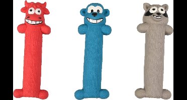 Flamingo Hondenspeelgoed Latex Naughty - Rood/Blauw/Grijs - 5.5 x 4 x 16 cm