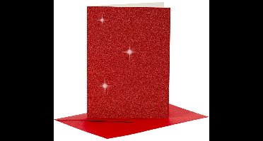 CC Kaarten & Enveloppen 10,5x15 cm Glitter Rood 4 stuks
