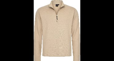 Mario Russo Pique Longsleeve Shirt - Trui Heren - Sweater Heren - Coltrui Heren - M - Beige