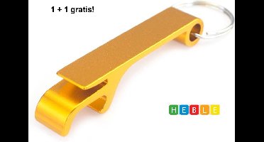 *** 2x Gouden Bieropener Sleutelhanger - Flesopener - Keychain - van Heble® ***