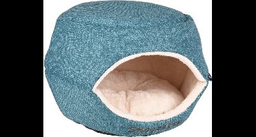 Kattenbed – katten slaapmand – kattenhuis – kattenhol – Cat cave – Blauw/Crème, 45 x 35 x 35 cm – Flamingo Slaapplaats Snoozebay