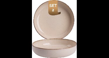 Palmer - Antigo - Bord diep - Pastabord - 2 stuks - ø 19 cm - Crème - Porselein - Bordenset