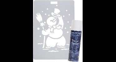 Kerst raamsjabloon sneeuwpop - vel 21 x 30 cm - incl. sneeuwspray 150 ml