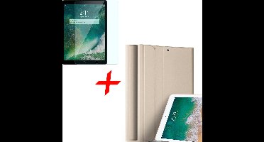 Hoes + Screenprotector geschikt voor iPad Air 10.5 (2019) / Pro 10.5 (2017) - Book Case Luxe Kunstlederen - Mat Goud