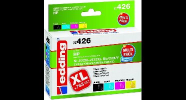 Edding Inktcartridge vervangt HP 932XL, 933XL Compatibel Combipack Zwart, Cyaan, Magenta, Geel 18-426