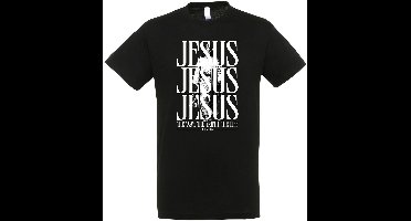 JESUS T-shirt - John 14:6 - The way The Truth The life - Unisex T-shirt - Zwart T-shirt - God - Jezus - Christendom - Bijbel - Spiritualiteit - Maat L