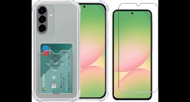 Transparant hoesje met Pasjeshouder geschikt voor Samsung Galaxy A56 - Shock Proof Case Met gehard glas Screenprotector