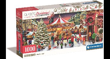 Clementoni – Puzzel – 1000 Stukjes – Panorama Christmas Village – Kerstsfeer Puzzle Voor Volwassenen