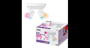 WiZ Plafondlamp Imageo - Opbouwspot - 4 spots - Gekleurd en Wit Licht - Slimme LED Verlichting - GU10 fitting - 4x 5W - Vierkant - Wit - Wi-Fi