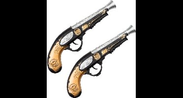 Boland Verkleed Boland Verkleed pistool - 2x - 28 cm - piraten accessoires - ouderwets wapen - verkleedaccessoires