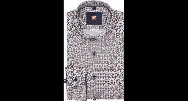 Suitable Overhemd Twill Print Beige - Maat 39 - Heren - Overhemden Formeel