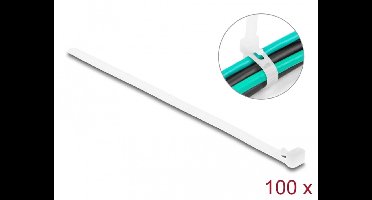 Delock Cable ties reusable L 200 x W 7.2 mm 100 pieces white