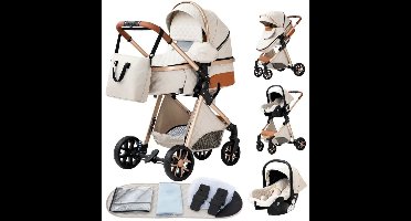 Kinderwagen - Cream - Buggy - Kinderwagen 3 In 1 - Kinderwagens & Buggy's - Kinderwagens - Baby - Buggy's - Plooibuggy - Buggy Inklapbaar - Kinderwagens - Kind - Kinderen - Baby - Baby's