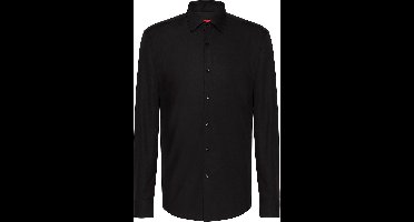 HUGO Kenno slim fit overhemd - popeline - zwart - Strijkvriendelijk - Boordmaat: 38