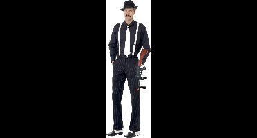 Smiffys Gangster/Maffia verkleedkleding setje voor heren - hoed - bretels - stropdas - machinegeweer 50 cm - Al Capone thema
