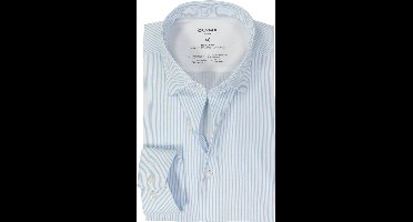 OLYMP 24/7 modern fit overhemd - tricot - lichtblauw met wit gestreept - Strijkvriendelijk - Boordmaat: 46