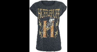 Harry Potter Hufflepuff Dames T-shirt - houtskool - L