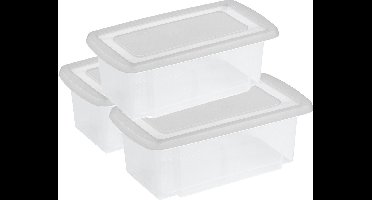 Sunware 3x stuks opslagbox kunststof 7 liter transparant 38 x 21 x 14 cm met afsluitbare deksel