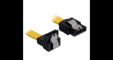 SATA datakabel - recht / haaks naar beneden - plat - SATA600 - 6 Gbit/s / geel - 1 meter