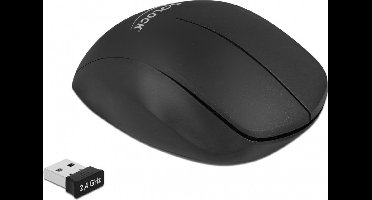 DeLOCK draadloze USB muis met 3 knoppen - 1600 DPI / zwart