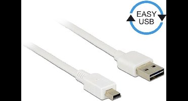 Mini USB naar Easy-USB-A kabel - USB2.0 - tot 2A / wit - 3 meter