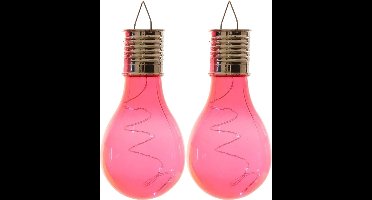 Lumineo solar tuin 8x stuks LED ophang verlichting/lampjes rood 14 x 8 cm - Tuinverlichting op zonne-energie
