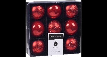 18x Kerstboomversiering luxe kunststof kerstballen rood 6 cm - Kerstversiering/kerstdecoratie rood