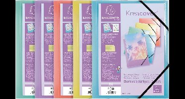Exacompta 25x Elastomap met 3 kleppen in polypropyleen Kreacover Pastel - A4 - Geassorteerd - 55279E