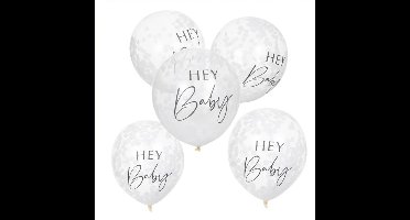 Botanical Baby - Confetti ballonnen Hey Baby (5 stuks)