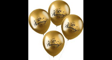 Folat - ballonnen Shimmer 50th Anniversary Goud 33 cm - 4 stuks