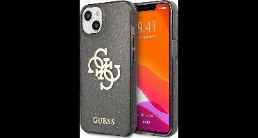 Guess Glitters Backcase iPhone 13 hoesje Zwart