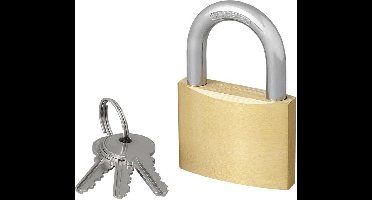 ProPlus Hangslot - Messing - Inclusief 3 sleutels - 50 mm - Goud en zilver