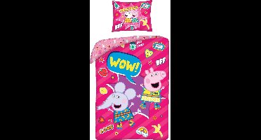 Peppa Pig Dekbedovertrek roze 140 x 200 cm katoen