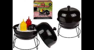 Barbecue serveer set voor sauzen en peper en zout