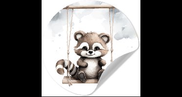 WallCircle® - Behangcirkel 30x30 cm - Muurstickers Wasbeer - Dier - Kinderen - Muurcirkel - Kinderkamer accessoires - Decoratie babykamer - Wandcirkel zelfklevend