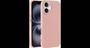 Hoesje Geschikt voor iPhone 16 Plus – Zacht siliconen liquid backcover – Pink Sand