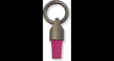 Luxe Sleutelhanger, Leren & Metaal Sleutelhanger, Kunstleer, Mat Zwart - Roze